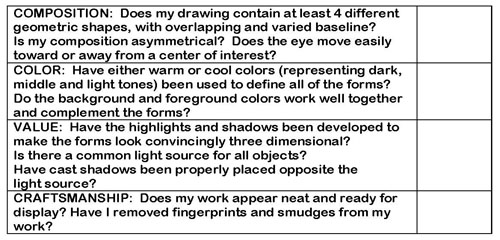 pastel geometric forms project checksheet